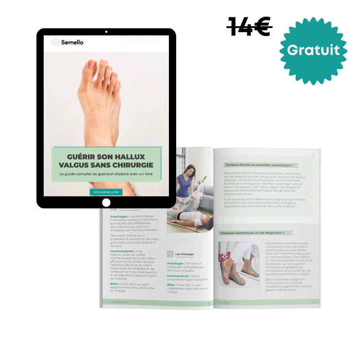 Guide complet de guérison de l'hallux valgus sans chirurgie, offert gratuitement avec votre commande